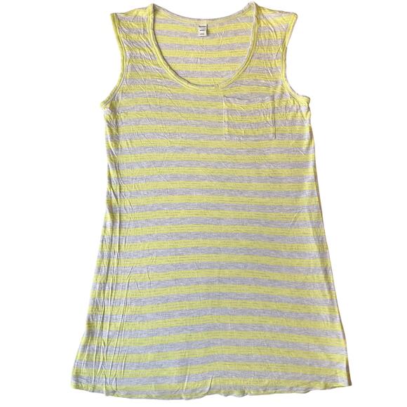 Old Navy Women Tank Top M Gray Yellow Striped Scoop Neck Pullover Stretchy - Picture 1 of 8